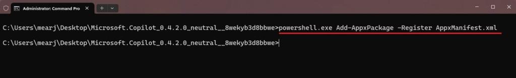run command to install copilot app on windows 11