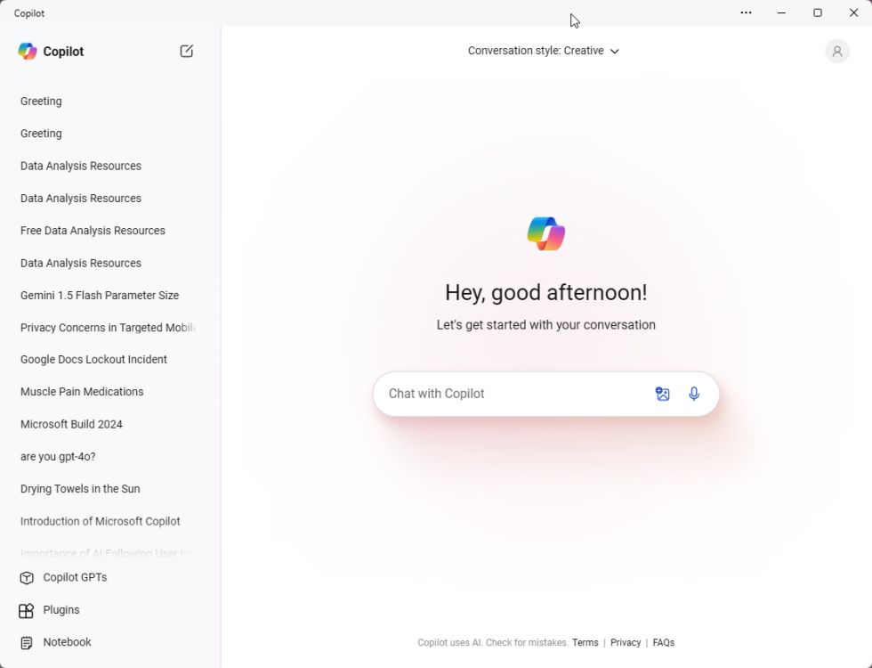 the new copilot app running on windows 11