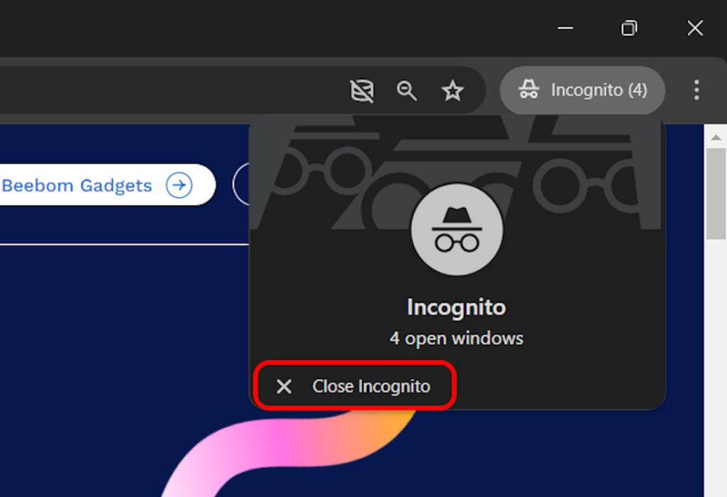 Closing Incognito windows on Google Chrome