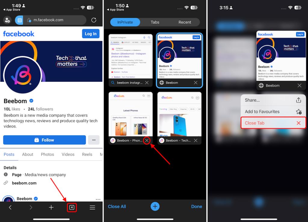 How to turn off InPrivate Browsing on Microsoft Edge on iPhone