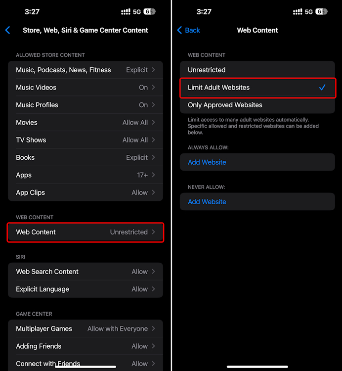Limit Adult Websites on Mac to block Safari Incognito