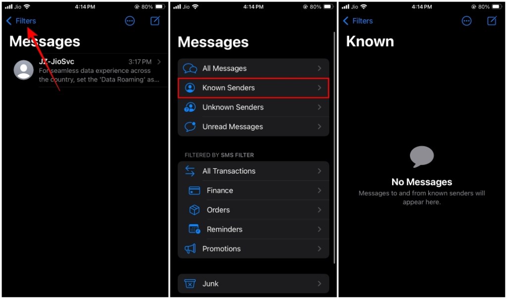 Message Filter on iOS