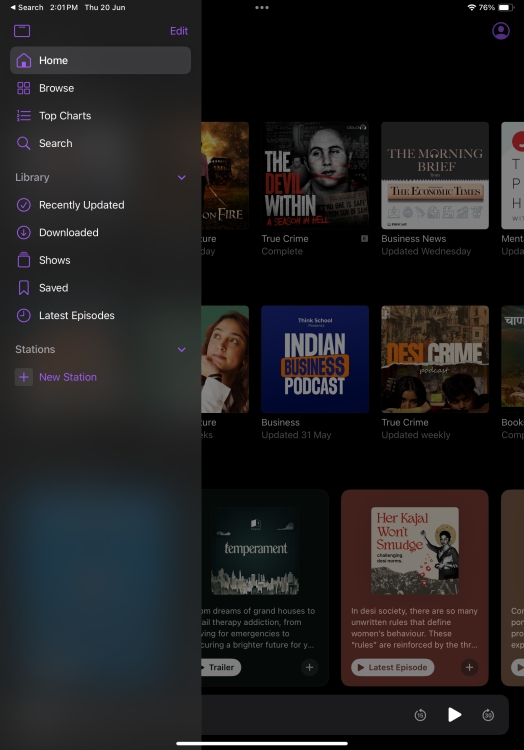 Sidebar in Apps in iPadOS 18