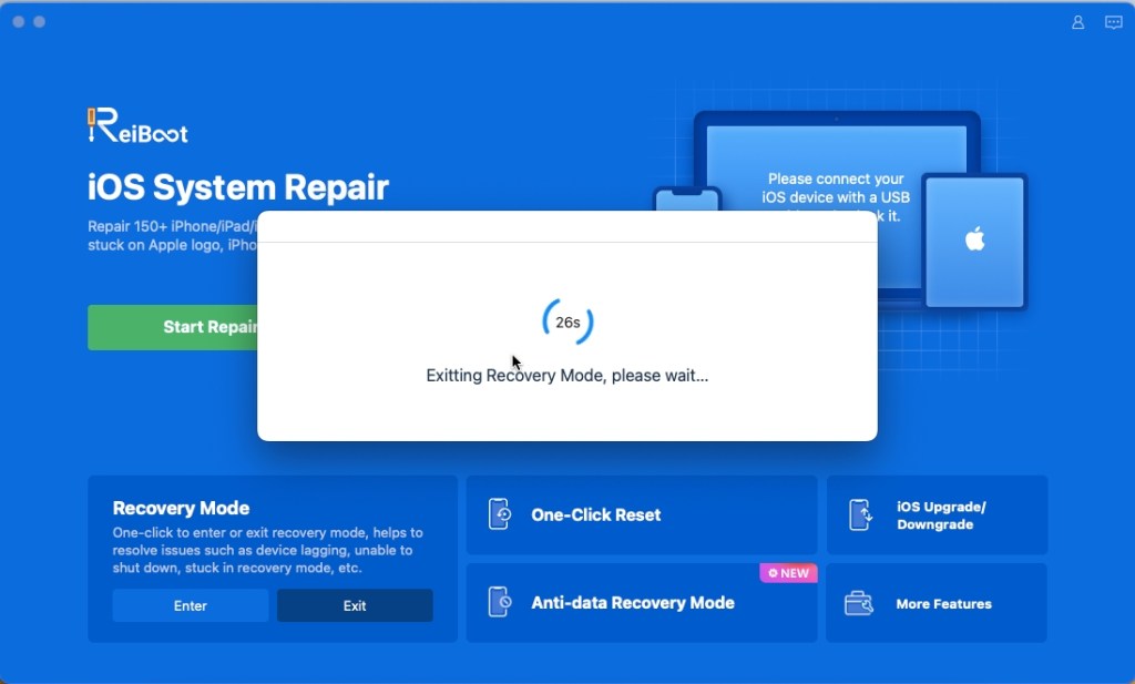 Exit Recovery Mode using Tenorshare Reiboot