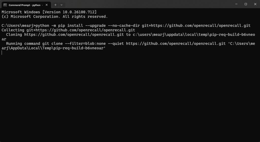 install openrecall via terminal