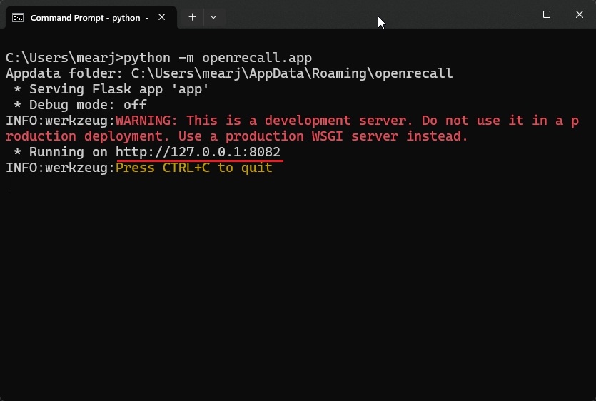 local server of openrecall