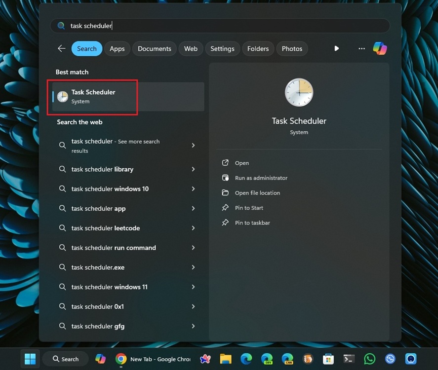 open task scheduler in windows 11