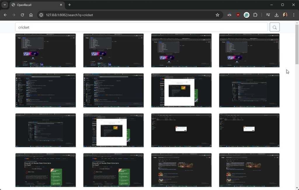 search activities using openrecall