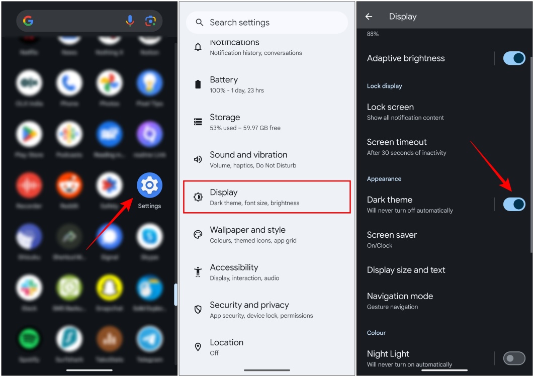 how to make google dark mode on phone