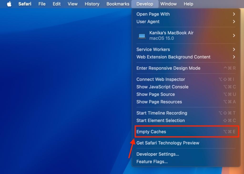 Clear Safari Cache on Mac