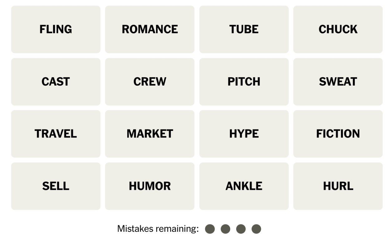 NYT Connections August 1 Grid