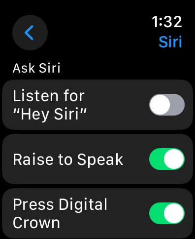 Disable Siri on Apple Watch