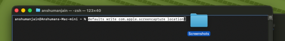Dragging Screenshot folder in macOS Terminal