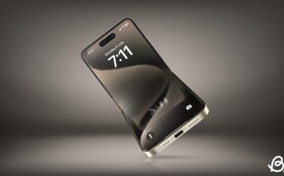 illustration of a foldable iPhone in front of a dark grey background