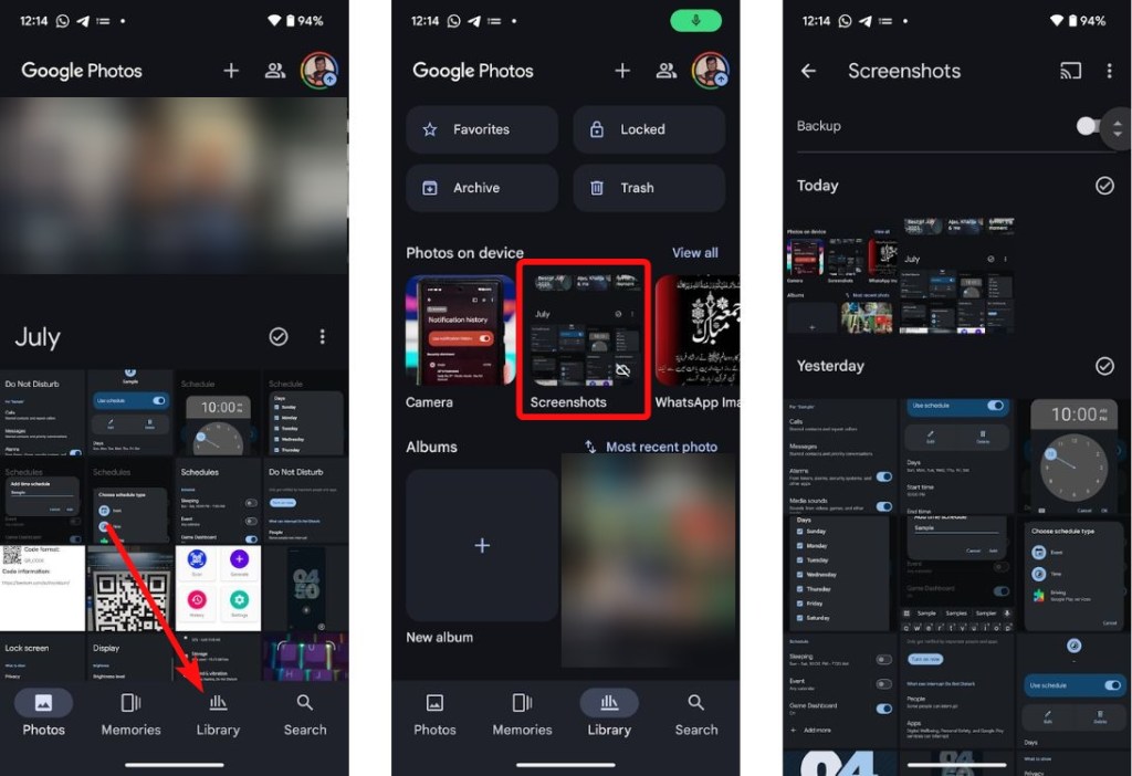 Google Photos Device Screenshots