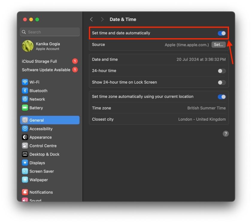 Set Date and Time to Automatically on Mac