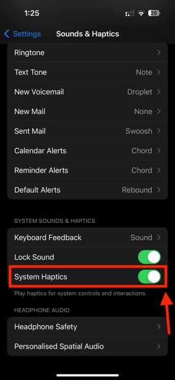 System Haptics on iPhone