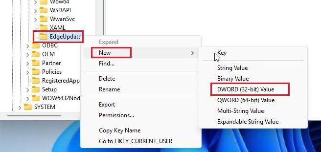 create new key in registry