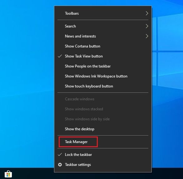 Open Task Manager on Windows 10