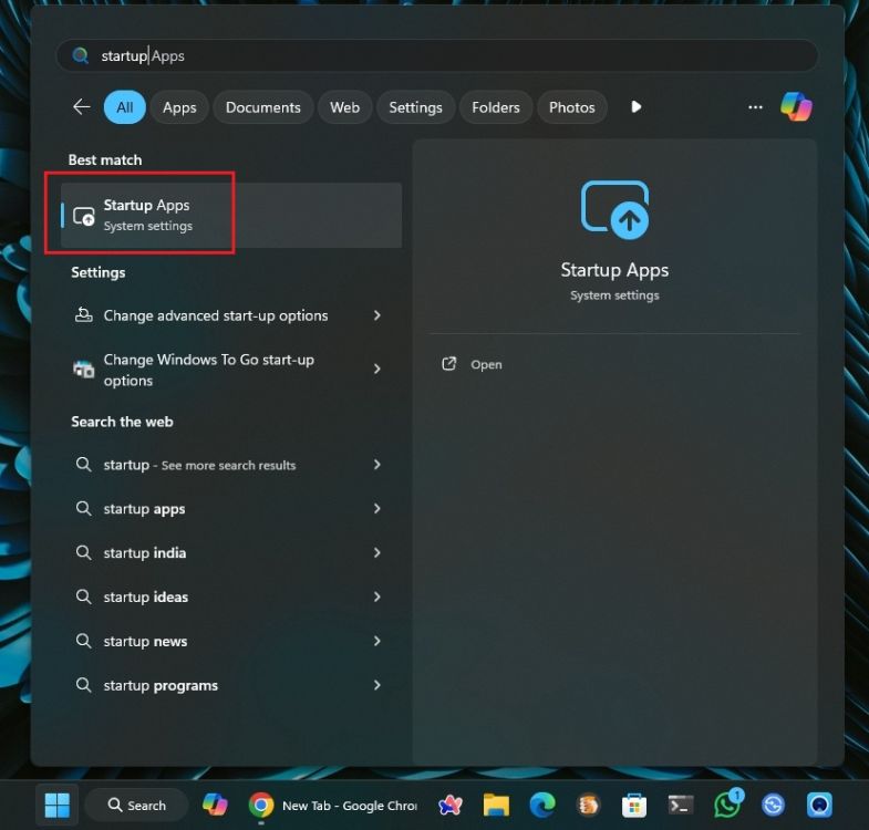 startup apps windows 11 start menu
