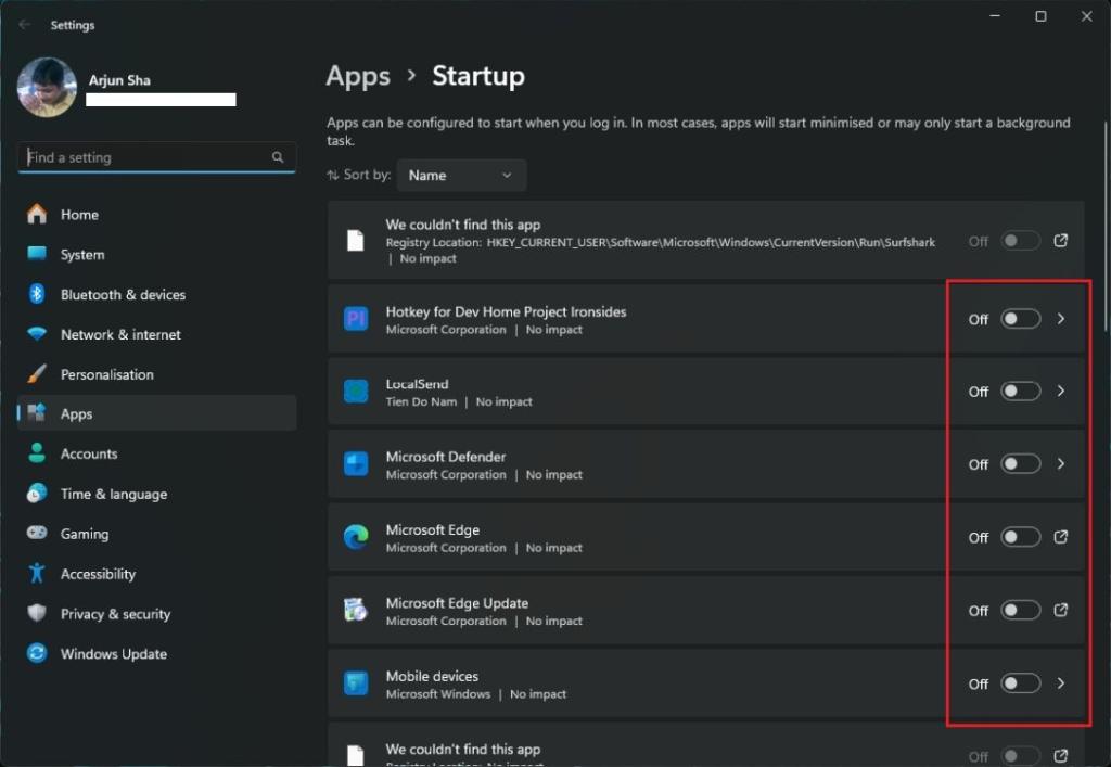 turn off startup apps windows 11