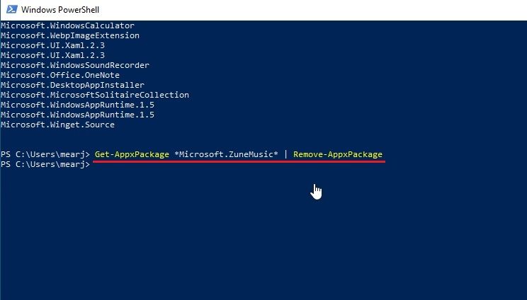 uninstall apps using powershell on windows 10