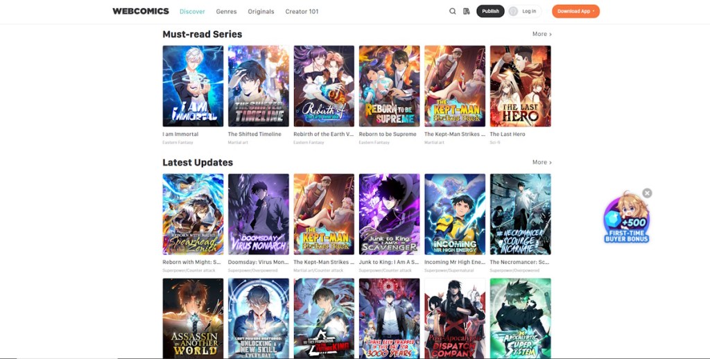 Homepage of Webcomics