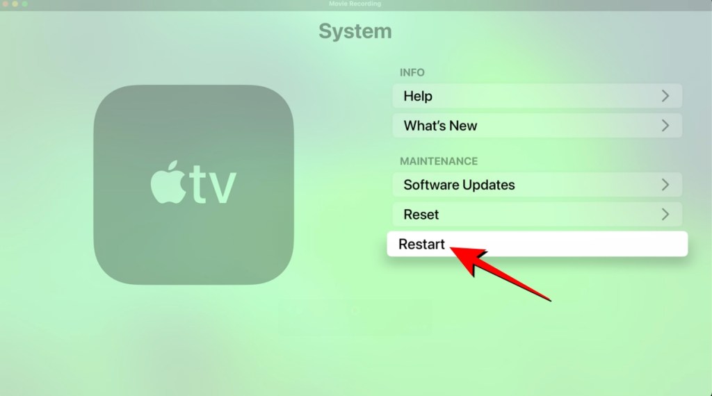 Restart Apple TV