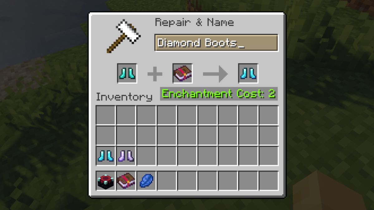 Apply Depth Strider using an Anvil