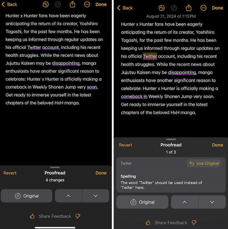 Proofread Writing Tools Apple Intelligence
