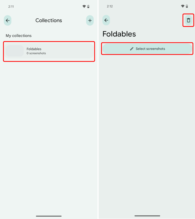 Select screenshots to add to collection in Pixel Screenshots app