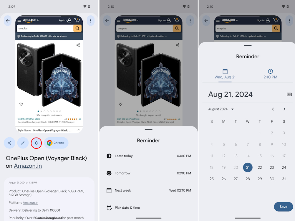 Setting screenshot reminder on Screenshots app