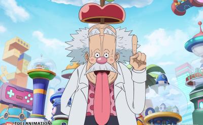 Vegapunk pointing out in One Piece poster.