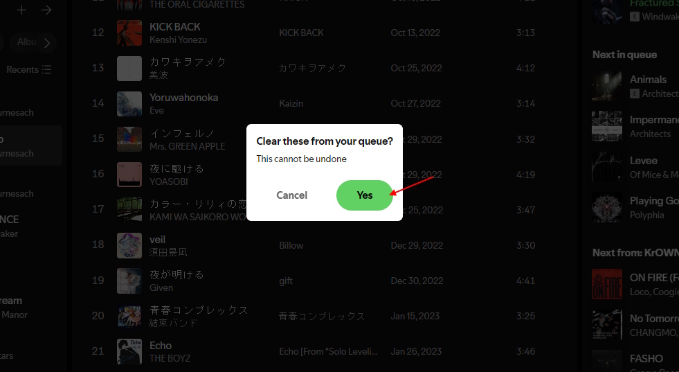 remove songs from spotify queue