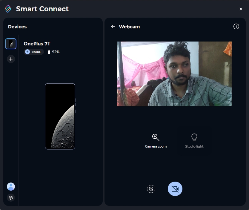 smart connect phone webcam feature