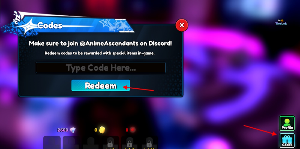 Anime Ascendants codes redeem