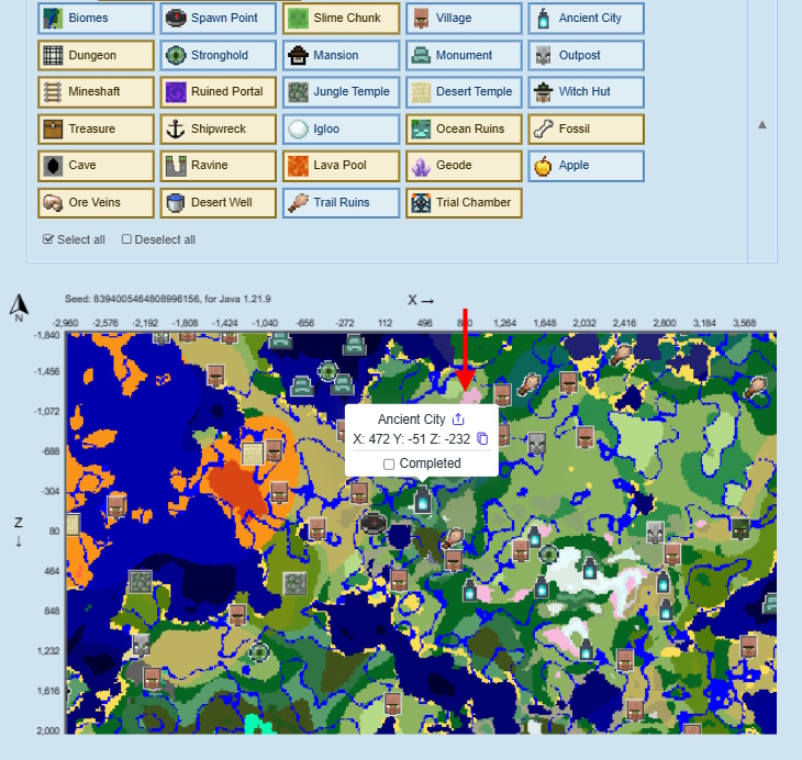 Minecraft Seed Map View All Structures
