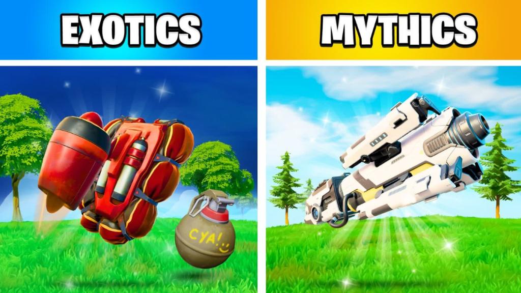 Exotics vs Mythics map in Fortnite
