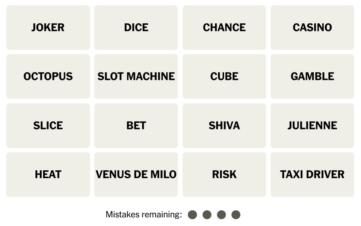 NYT Connections October 2 Grid