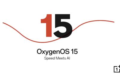 OxygenOS 15 logo with red and black font