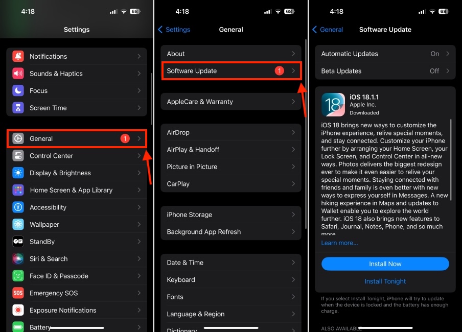 Chek for iOS Updates