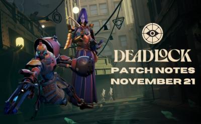 Deadlock Patch Notes November 21 text with Yamato and Bebop on banner