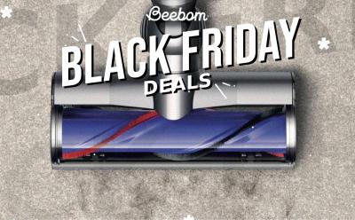 Dyson V12 Detect Slim product image showing floor head with Black Friday Deals text overlaid on top