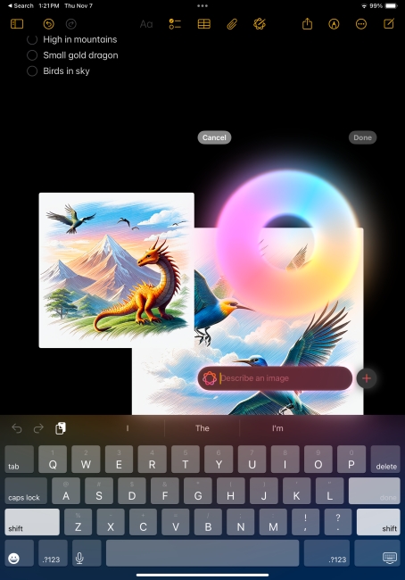 Image Playground in Notes app