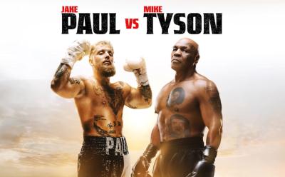 Jake Paul and Mike Tyson posing for ther official poster for their fight