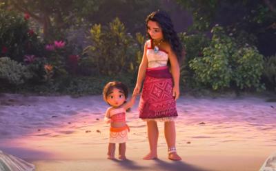A still of Moana and Simea from the trailer of Moana 2
