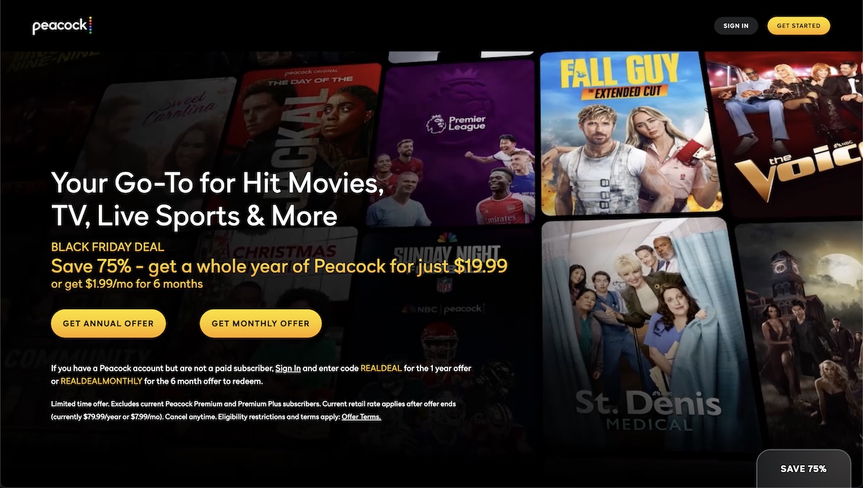 Peacock Black Friday Deal 2024 (Get 75% Discount) | Beebom