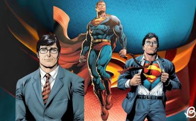 Various snippets of Superman and Clark Kent from DC Comics