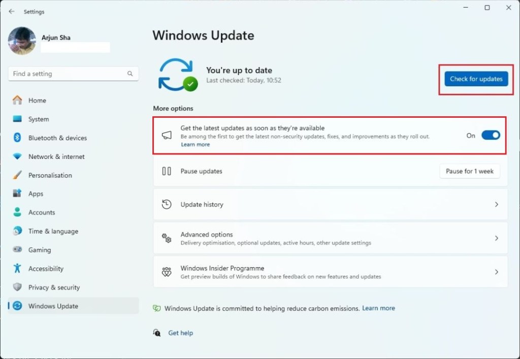 check for updates in windows 11