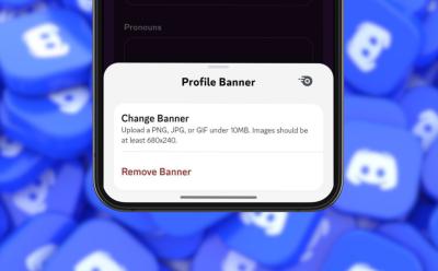 phone with Discord app open showing the Profile Banner pop up with Change Banner option